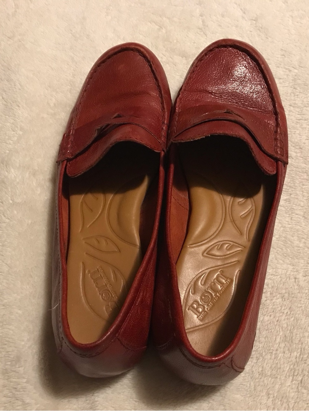 Born Red Leather Penny Loafers